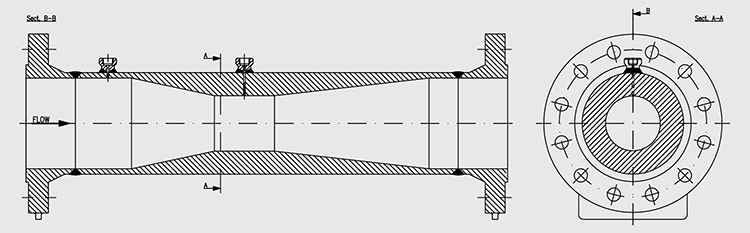 Classic Venturi tube flow sensor